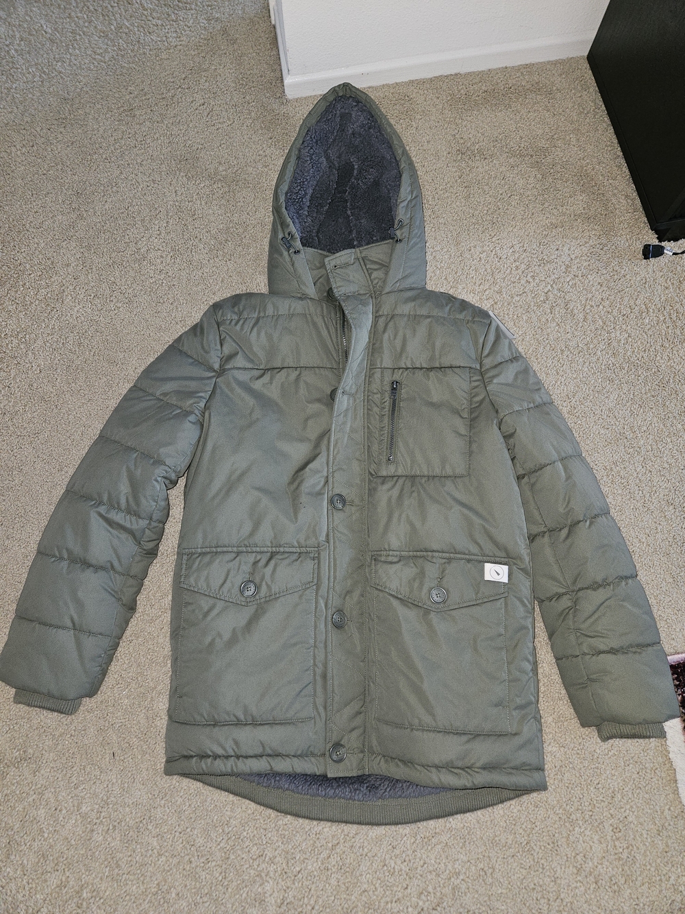 UpWest Men's Hooded Puffer Jacket in Olive Green